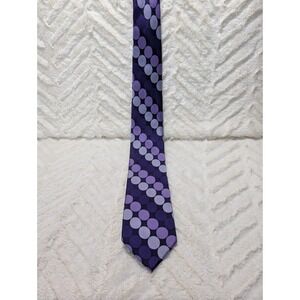 Michael Kors Purple Silver Geometric Circles Silk Necktie‎ Tie